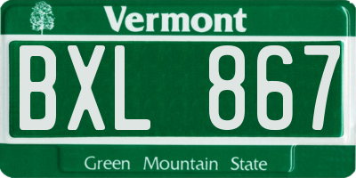 VT license plate BXL867