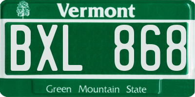 VT license plate BXL868