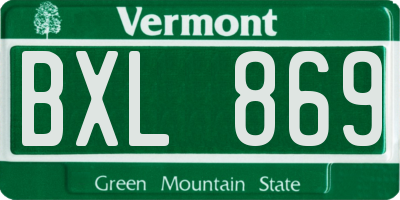 VT license plate BXL869