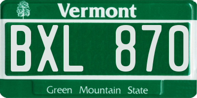 VT license plate BXL870