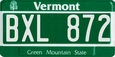 VT license plate BXL872