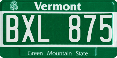 VT license plate BXL875