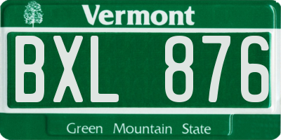 VT license plate BXL876