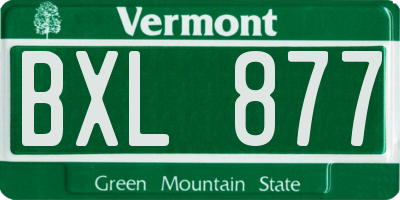 VT license plate BXL877