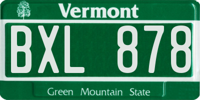 VT license plate BXL878