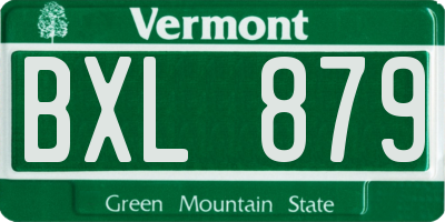 VT license plate BXL879