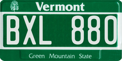 VT license plate BXL880