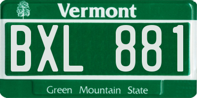 VT license plate BXL881
