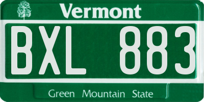 VT license plate BXL883