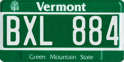 VT license plate BXL884
