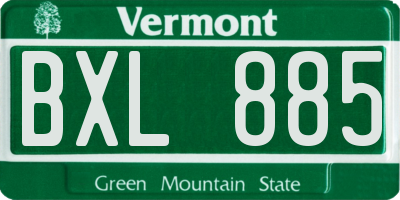 VT license plate BXL885
