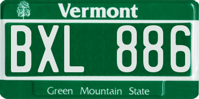 VT license plate BXL886