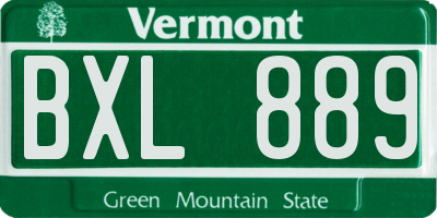 VT license plate BXL889