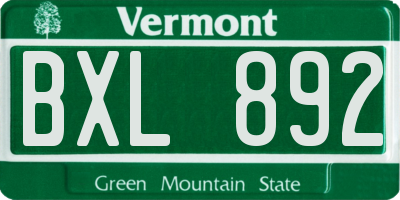 VT license plate BXL892
