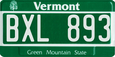 VT license plate BXL893