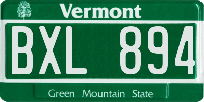 VT license plate BXL894