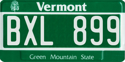 VT license plate BXL899