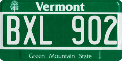 VT license plate BXL902