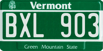 VT license plate BXL903