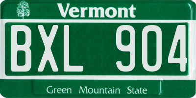VT license plate BXL904