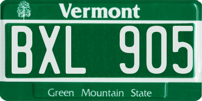 VT license plate BXL905