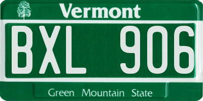 VT license plate BXL906