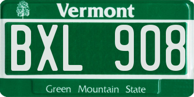 VT license plate BXL908