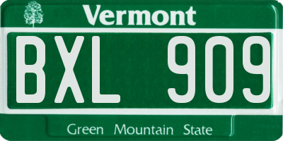 VT license plate BXL909