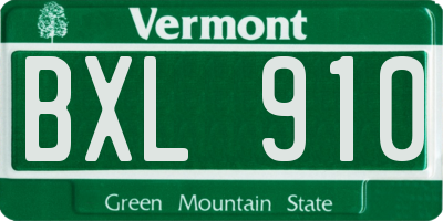 VT license plate BXL910