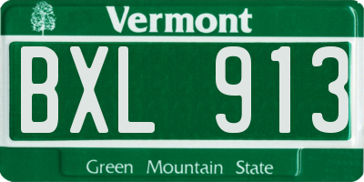 VT license plate BXL913