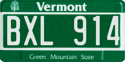 VT license plate BXL914