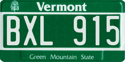 VT license plate BXL915