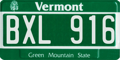 VT license plate BXL916