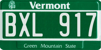 VT license plate BXL917