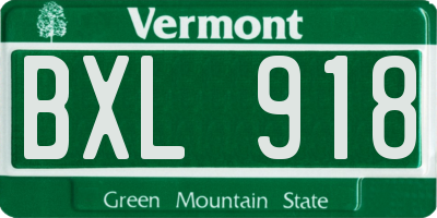 VT license plate BXL918