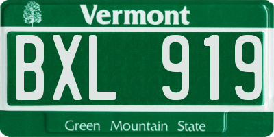 VT license plate BXL919