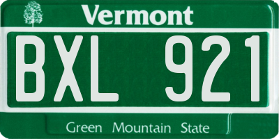 VT license plate BXL921