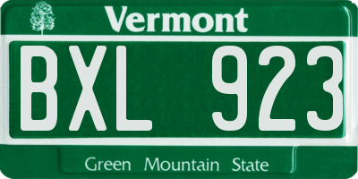 VT license plate BXL923
