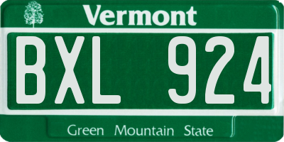 VT license plate BXL924