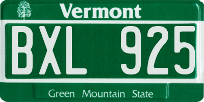 VT license plate BXL925