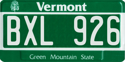 VT license plate BXL926