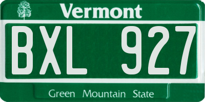 VT license plate BXL927