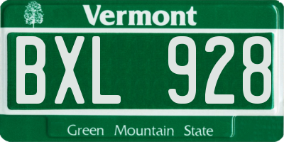 VT license plate BXL928