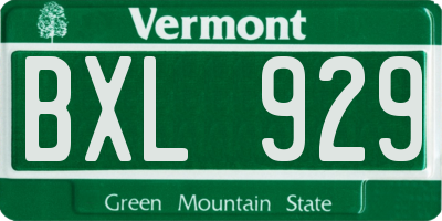 VT license plate BXL929