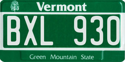 VT license plate BXL930