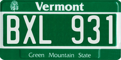 VT license plate BXL931