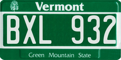 VT license plate BXL932