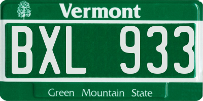 VT license plate BXL933