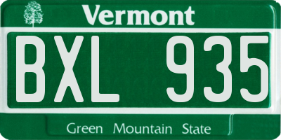 VT license plate BXL935