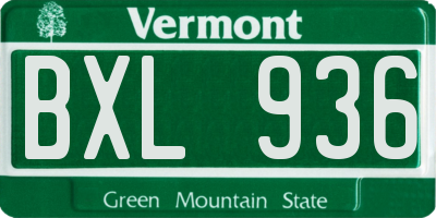 VT license plate BXL936